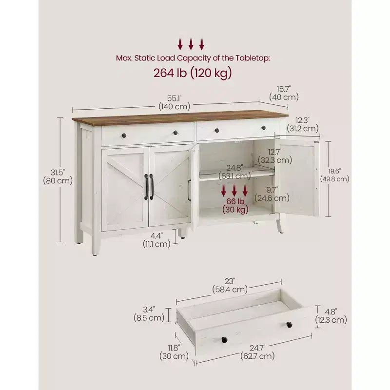 Meuble de bar à café, armoire de rangement de cuisine avec 2 tiroirs