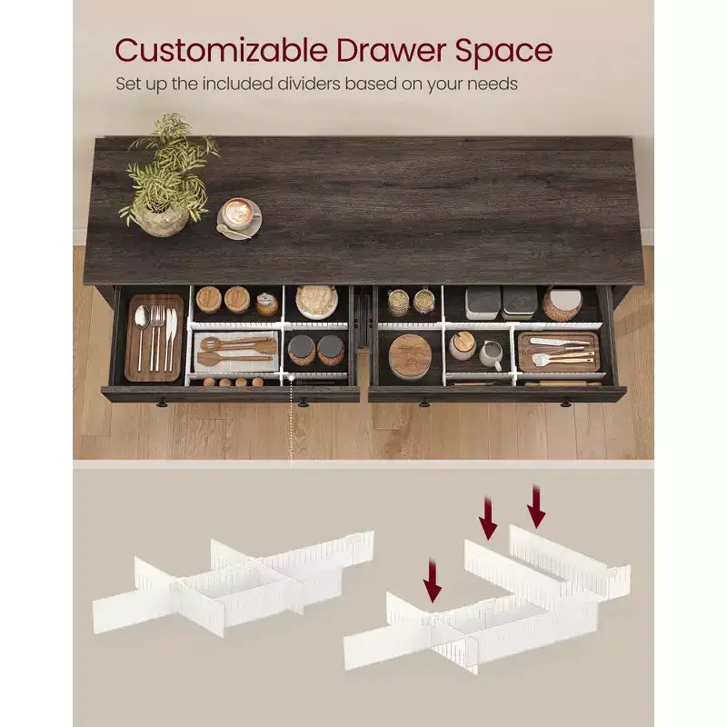 Meuble de bar à café, armoire de rangement de cuisine avec 2 tiroirs