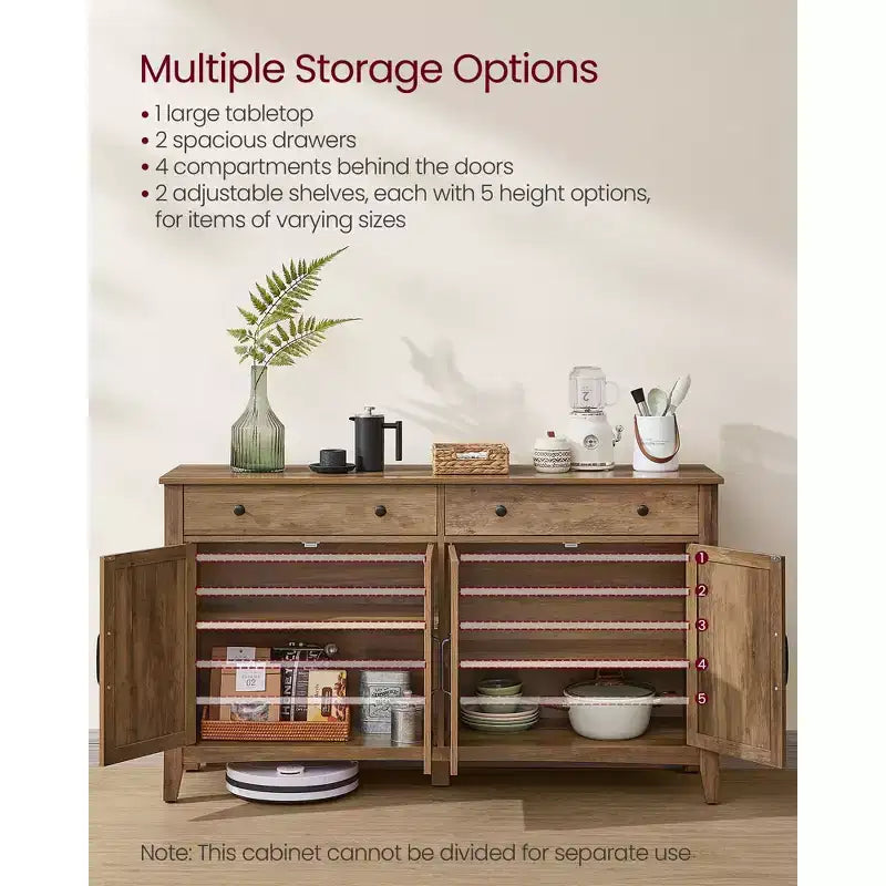 Meuble de bar à café, armoire de rangement de cuisine avec 2 tiroirs