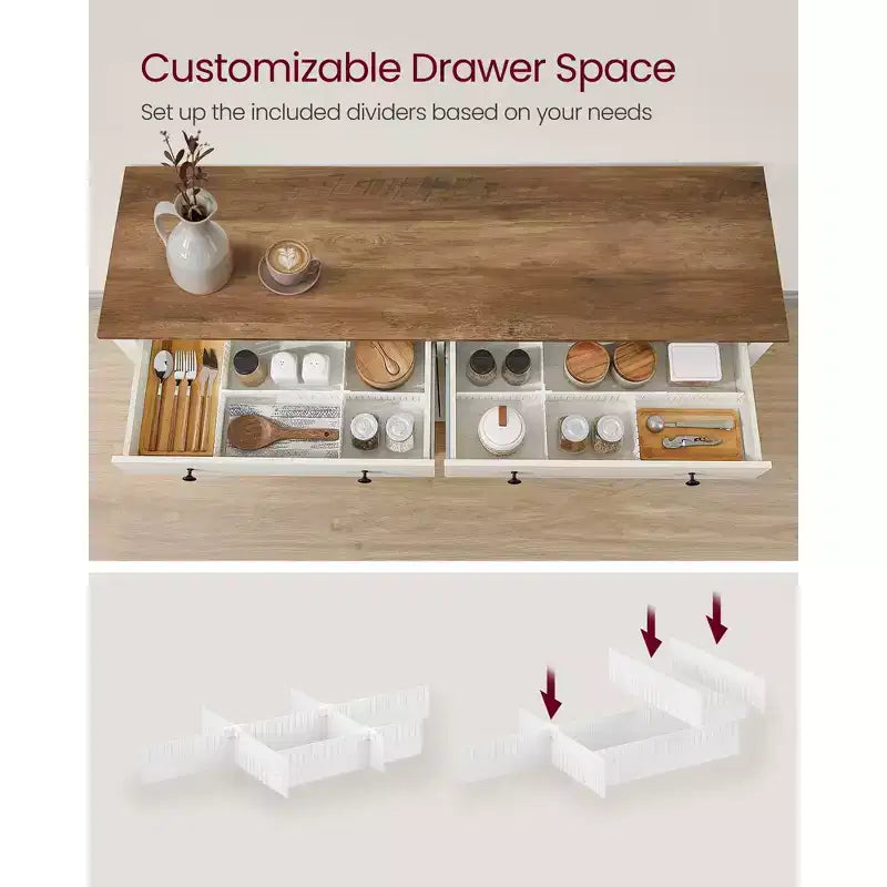 Meuble de bar à café, armoire de rangement de cuisine avec 2 tiroirs