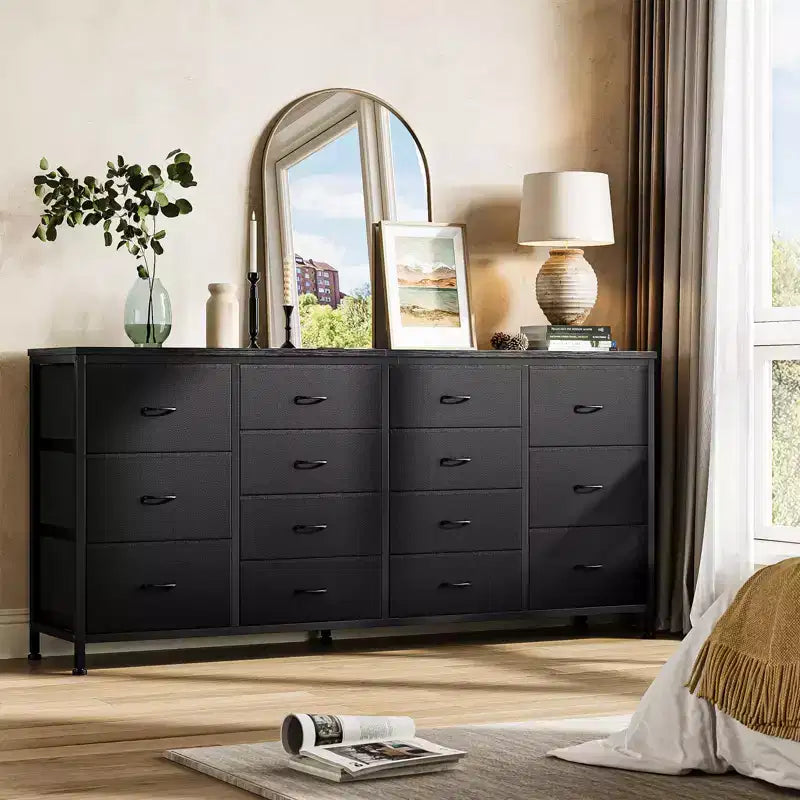 Commode avec 14 tiroirs en tissu, grande commode TV