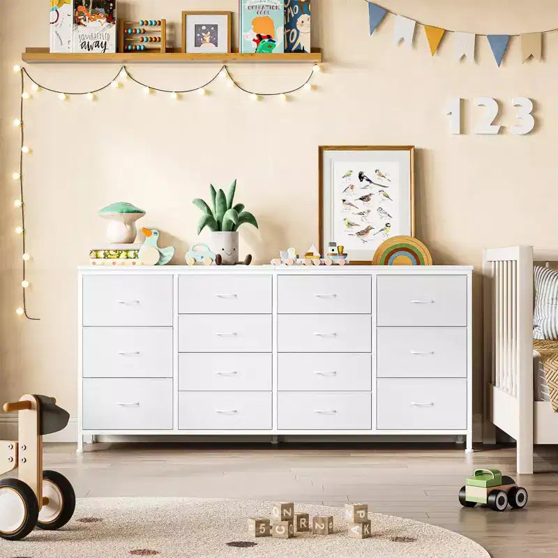 Commode avec 14 tiroirs en tissu, grande commode TV