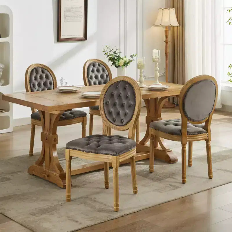Chaise de salle à manger en bois massif de style français