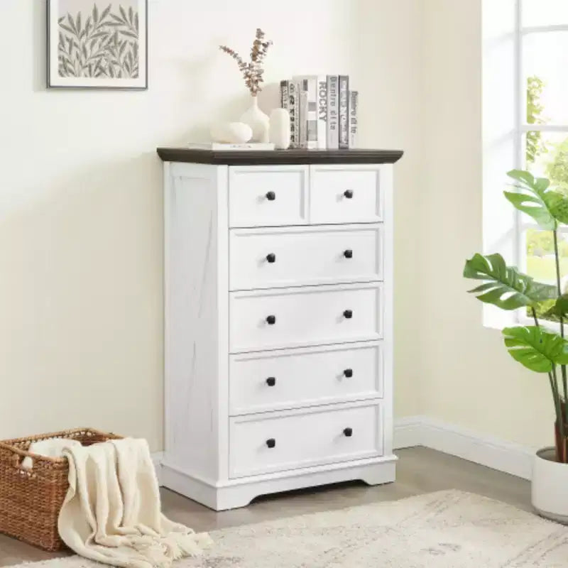 Commode à 6 tiroirs, Armoire de rangement à 6 tiroirs, Chiffonnier haut