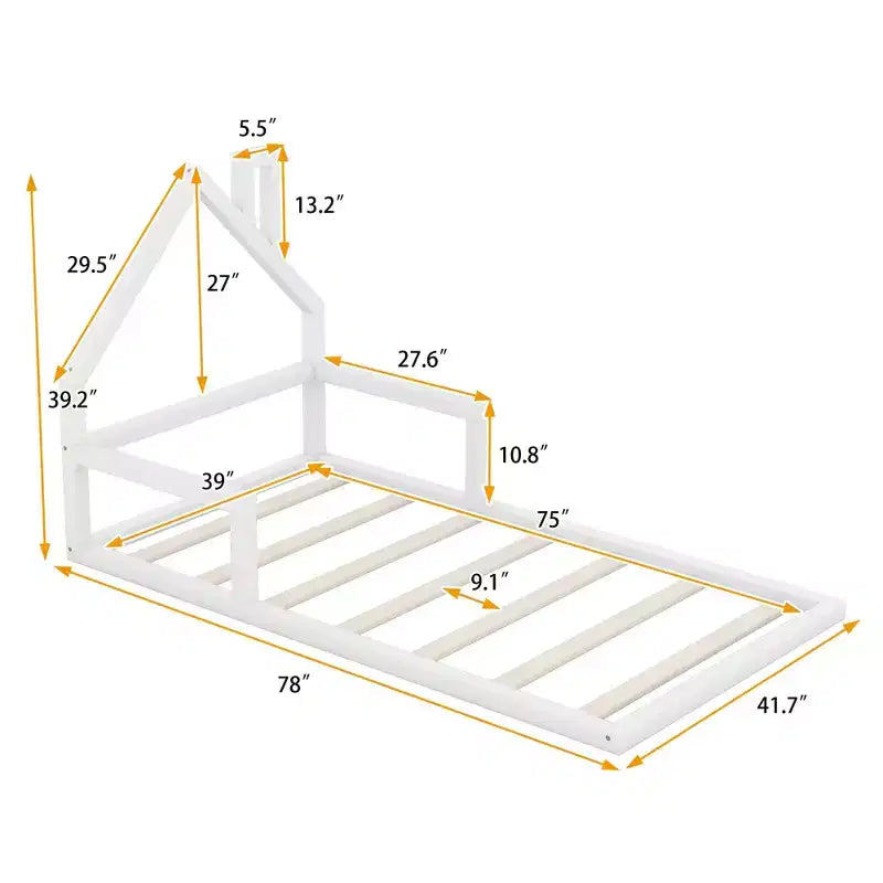 Cadre de lit simple avec tête de lit de rangement