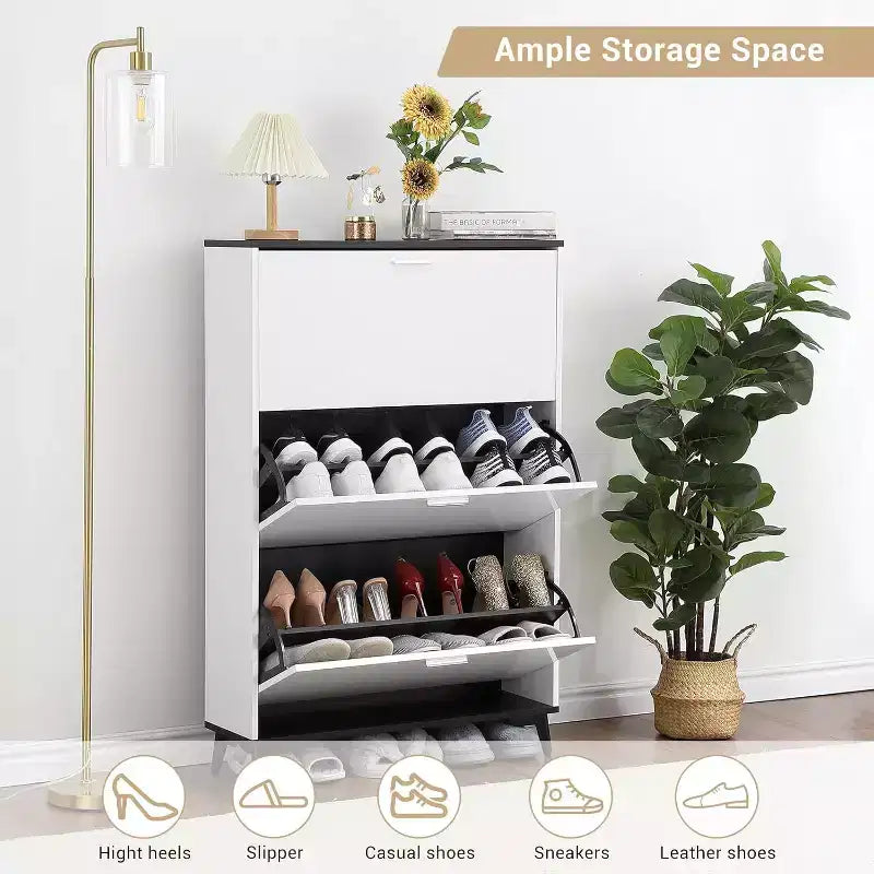 Meuble à Chaussures, Meuble de Rangement pour Chaussures avec 3 Tiroirs Basculants