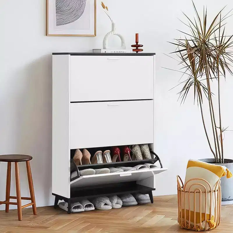 Meuble à Chaussures, Meuble de Rangement pour Chaussures avec 3 Tiroirs Basculants