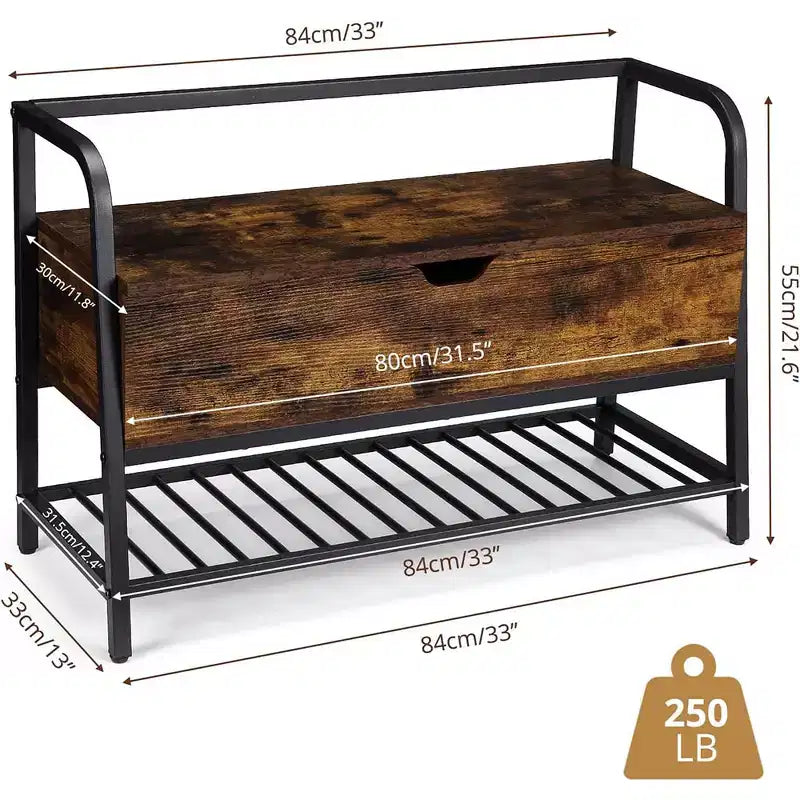 Banc à chaussures avec rangement, meuble à chaussures en bois de 84 cm