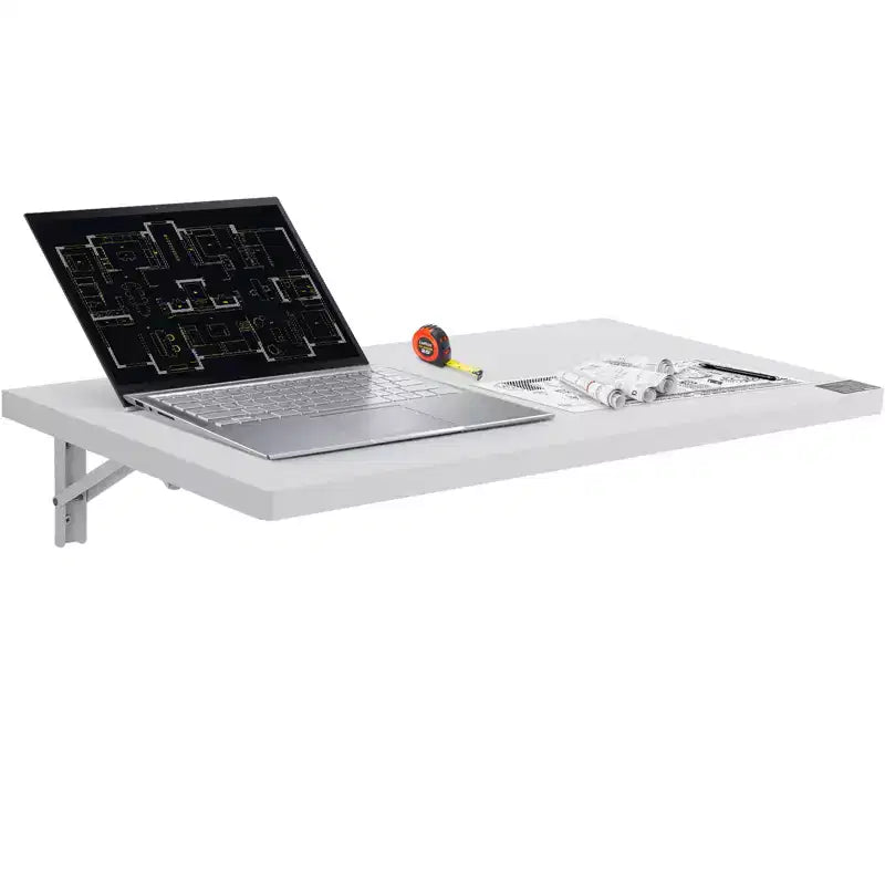 VEVOR Wall Mounted Folding Table, 31.5 x 15.75 Wall Mount Drop Leaf Table, Floating Desk with Iron Bracket, Fold Down Desk