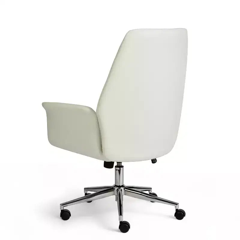 Chaise de bureau rembourrée Maxine en blanc/nickel poli