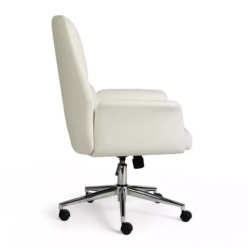 Chaise de bureau rembourrée Maxine en blanc/nickel poli