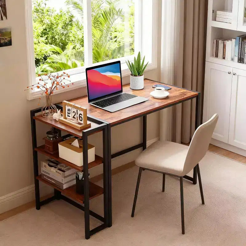 Bureau informatique pliant de 89 cm avec étagère de rangement