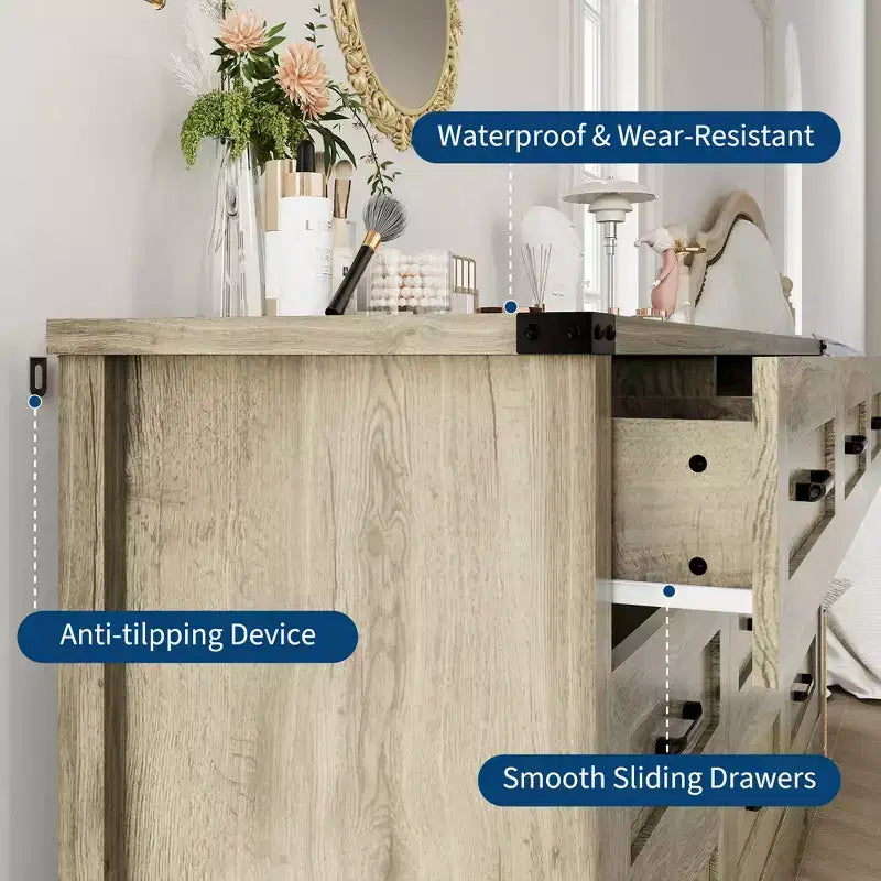 Commode à tiroirs, coffre en bois de style ferme moderne du milieu du siècle