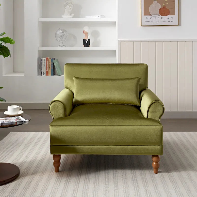 Fauteuil d'appoint en velours avec support lombaire ergonomique