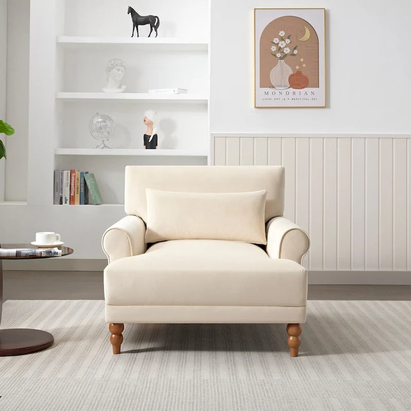 Fauteuil d'appoint en velours avec support lombaire ergonomique