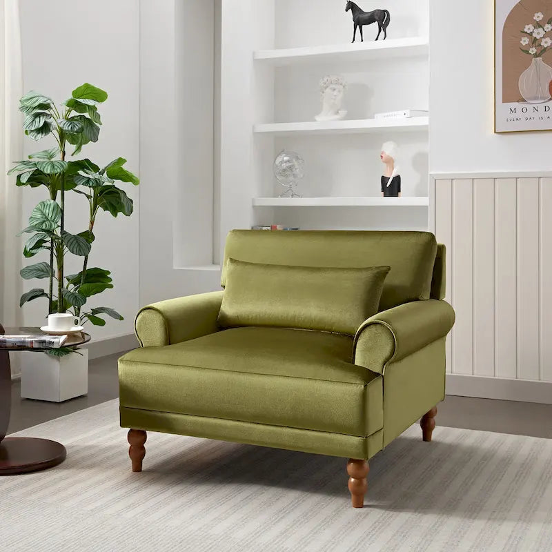 Fauteuil d'appoint en velours avec support lombaire ergonomique