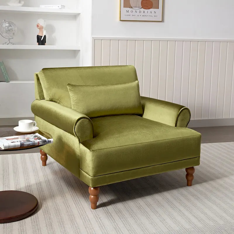 Fauteuil d'appoint en velours avec support lombaire ergonomique