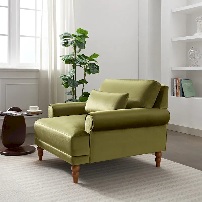 Fauteuil d'appoint en velours avec support lombaire ergonomique