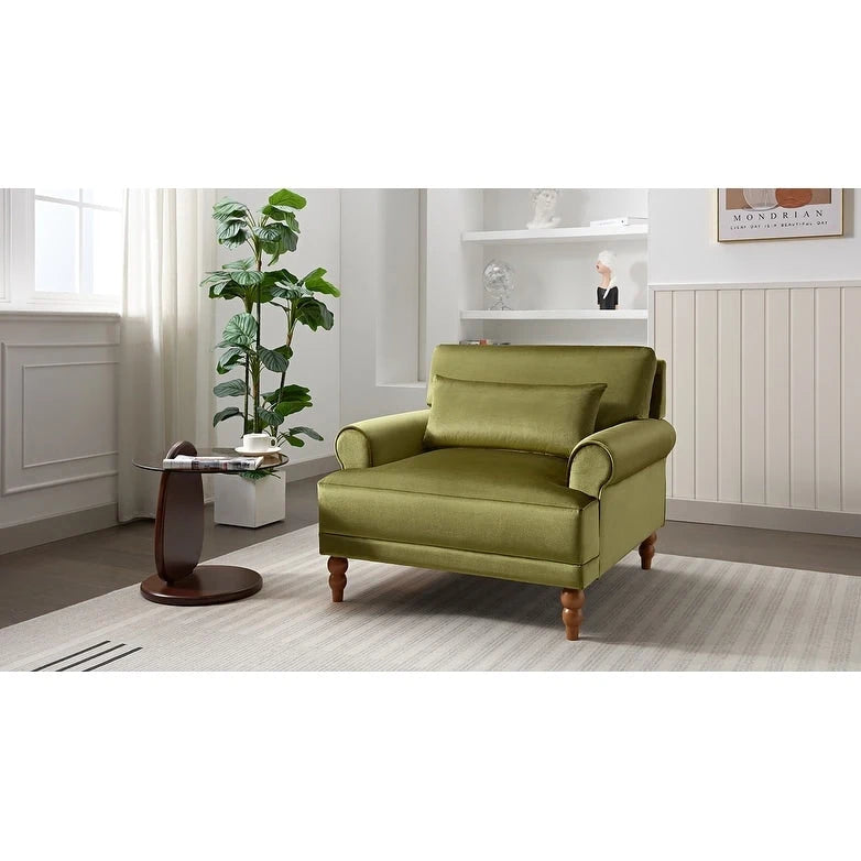 Fauteuil d'appoint en velours avec support lombaire ergonomique