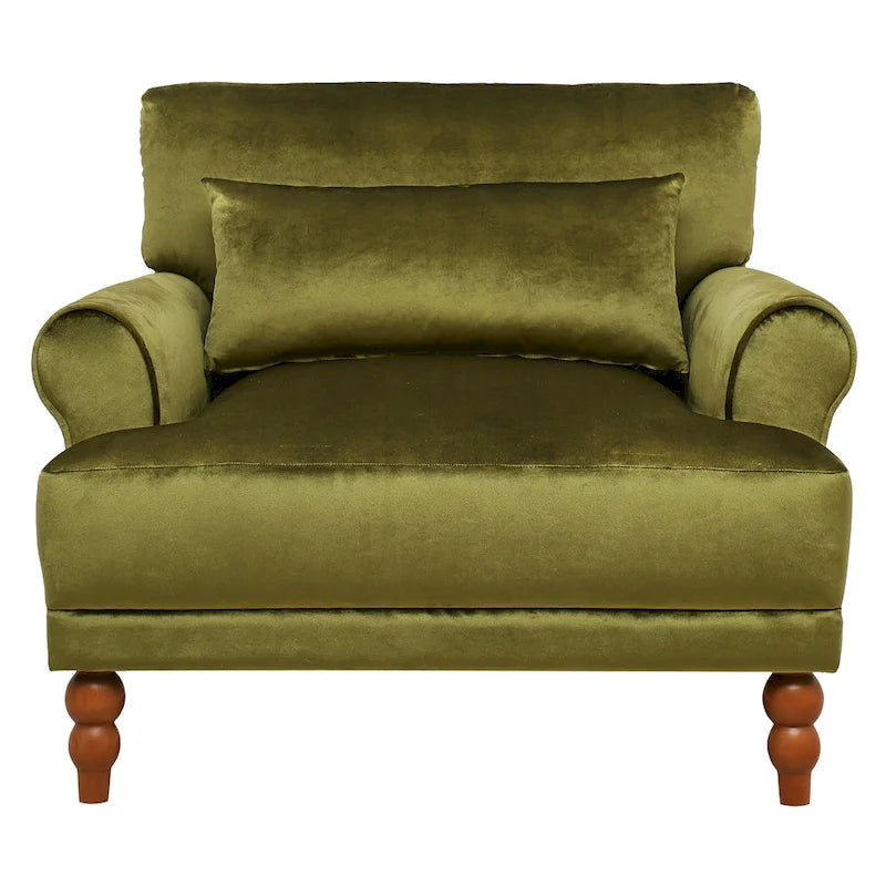 Fauteuil d'appoint en velours avec support lombaire ergonomique