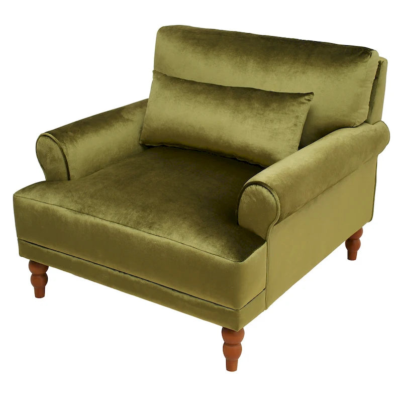 Fauteuil d'appoint en velours avec support lombaire ergonomique