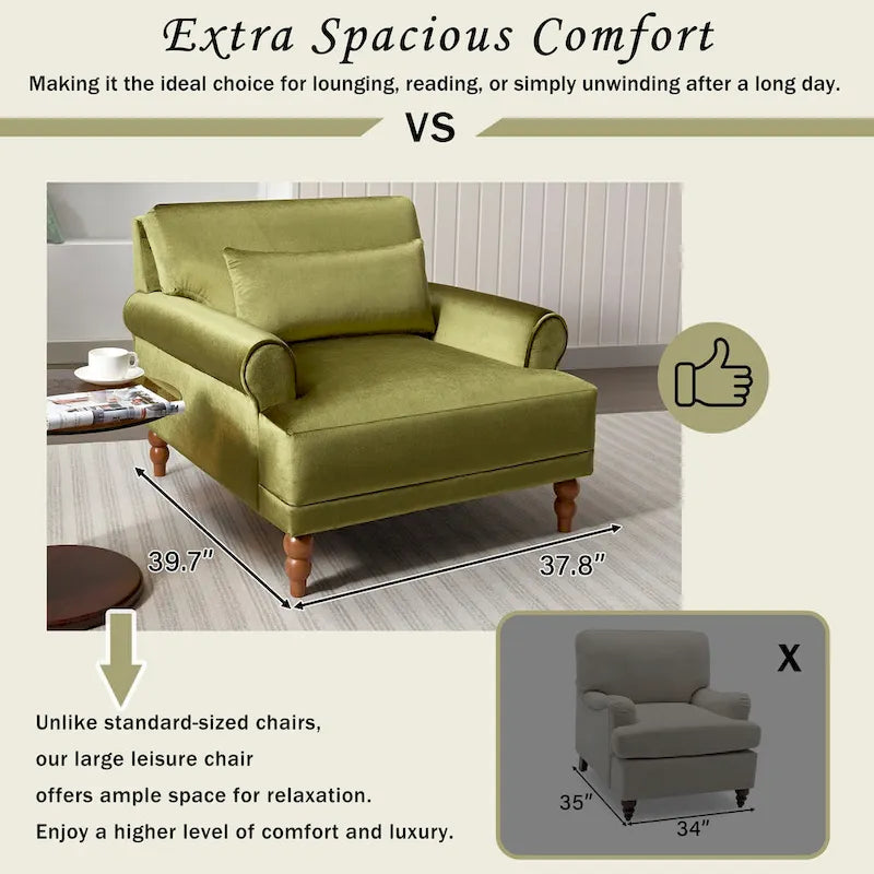 Fauteuil d'appoint en velours avec support lombaire ergonomique