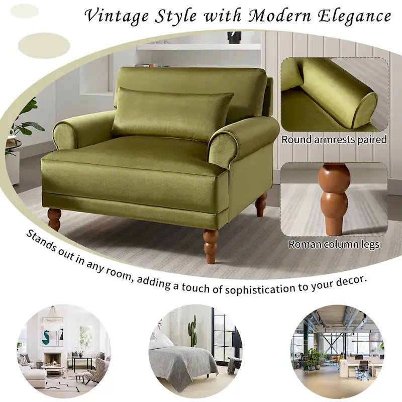 Fauteuil d'appoint en velours avec support lombaire ergonomique