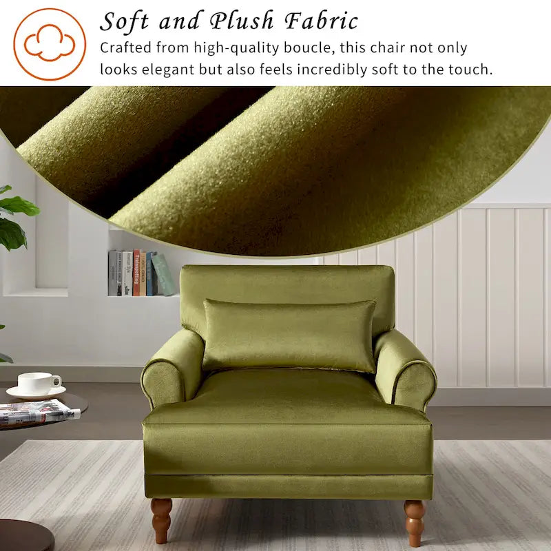 Fauteuil d'appoint en velours avec support lombaire ergonomique