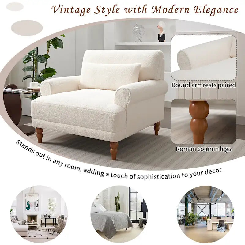 Fauteuil d'appoint en velours avec support lombaire ergonomique