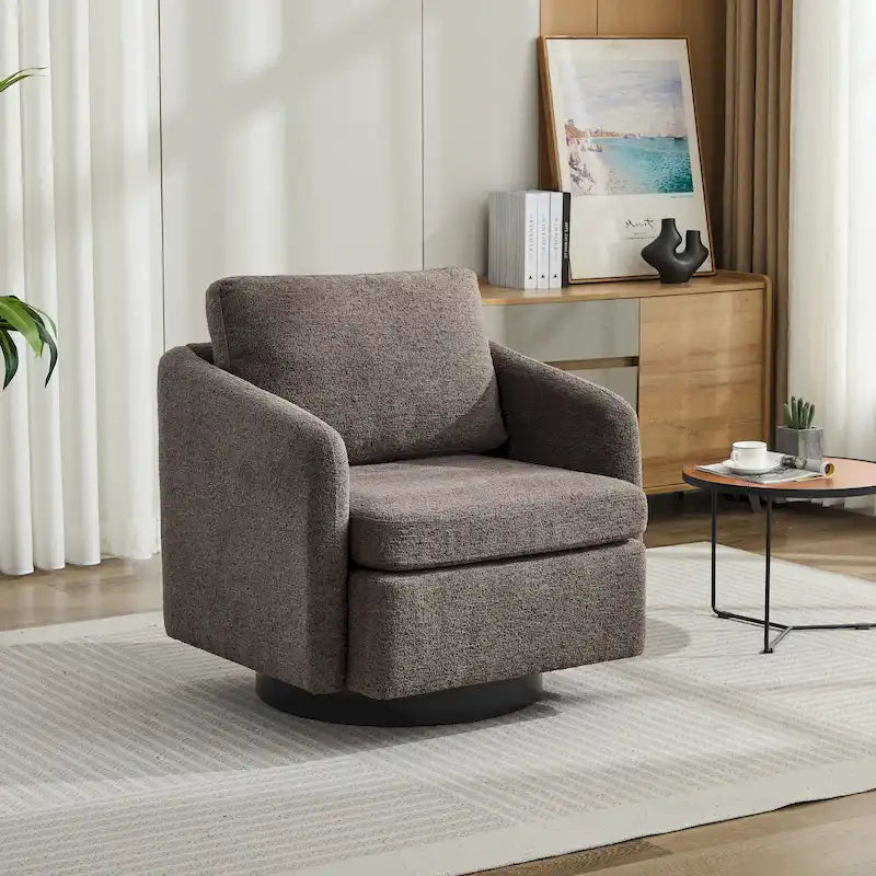 Fauteuil pivotant d'appoint au design moderne épuré et au rembourrage moelleux