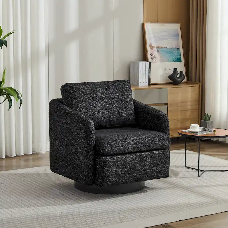 Fauteuil pivotant d'appoint au design moderne épuré et au rembourrage moelleux