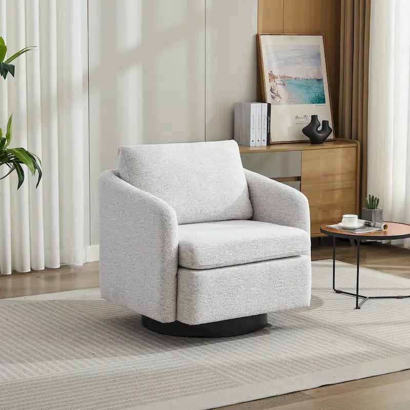 Fauteuil pivotant d'appoint au design moderne épuré et au rembourrage moelleux