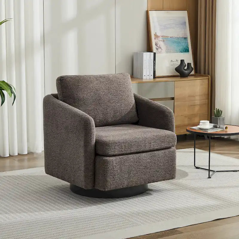 Fauteuil pivotant d'appoint au design moderne épuré et au rembourrage moelleux