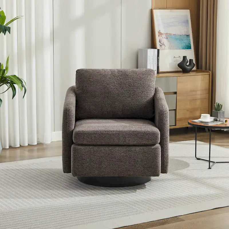 Fauteuil pivotant d'appoint au design moderne épuré et au rembourrage moelleux