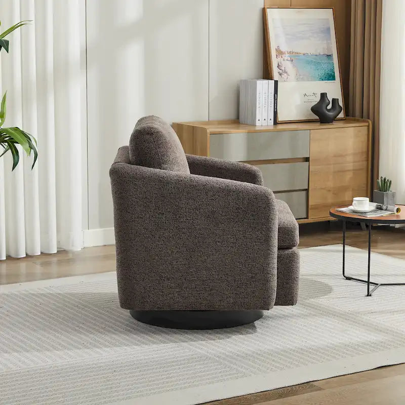 Fauteuil pivotant d'appoint au design moderne épuré et au rembourrage moelleux