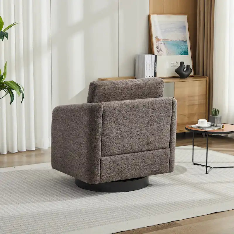 Fauteuil pivotant d'appoint au design moderne épuré et au rembourrage moelleux