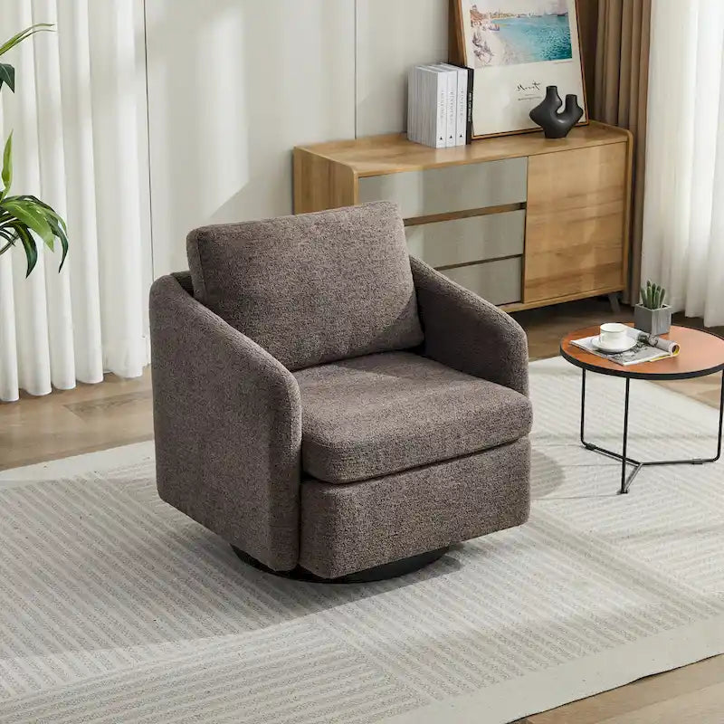 Fauteuil pivotant d'appoint au design moderne épuré et au rembourrage moelleux