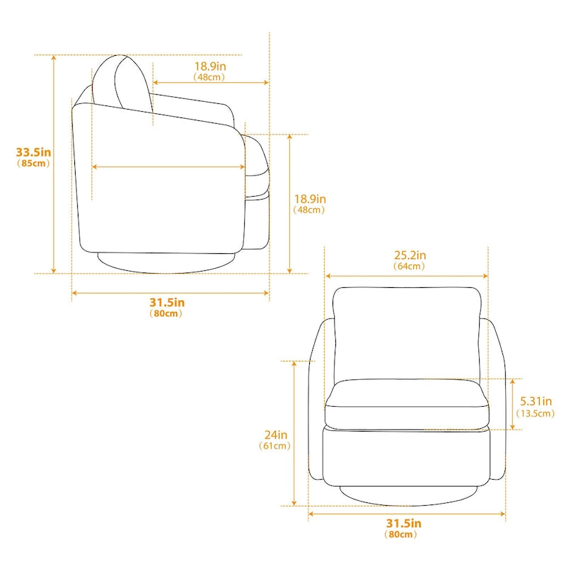 Fauteuil pivotant d'appoint au design moderne épuré et au rembourrage moelleux