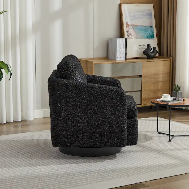 Fauteuil pivotant d'appoint au design moderne épuré et au rembourrage moelleux