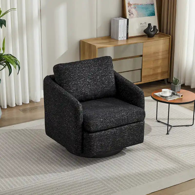 Fauteuil pivotant d'appoint au design moderne épuré et au rembourrage moelleux