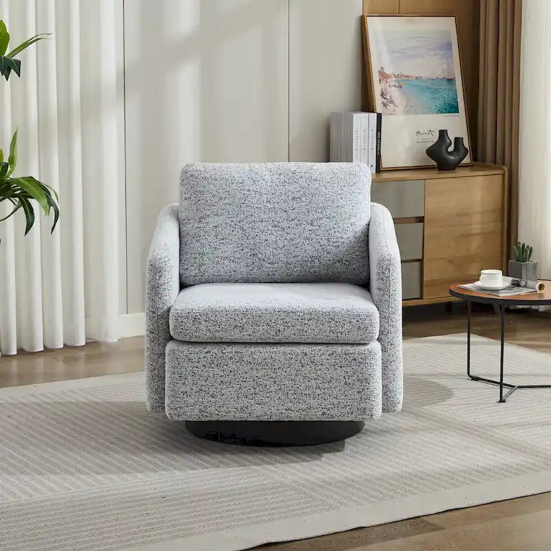 Fauteuil pivotant d'appoint au design moderne épuré et au rembourrage moelleux