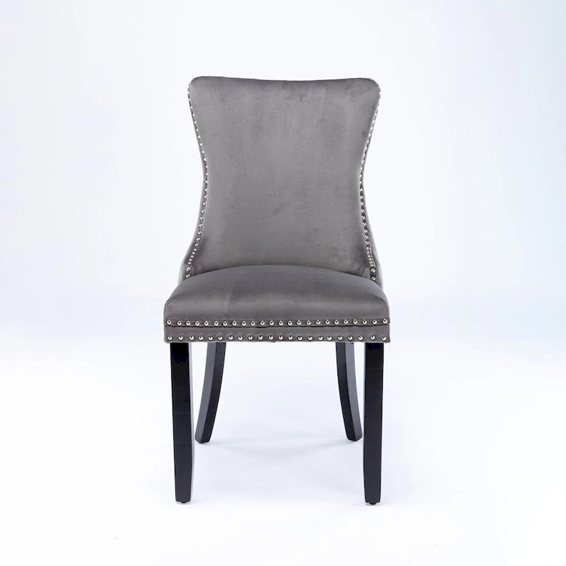 Chaise de cuisine moderne avec clous décoratifs, chaise d'appoint à cadre en bois, lot de 2