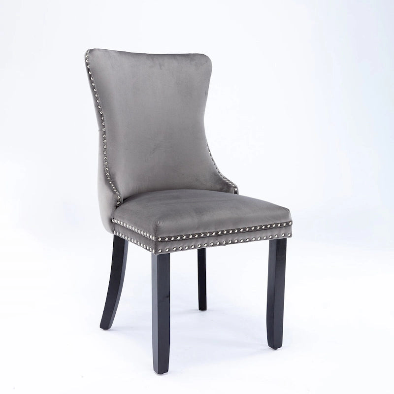 Chaise de cuisine moderne avec clous décoratifs, chaise d'appoint à cadre en bois, lot de 2