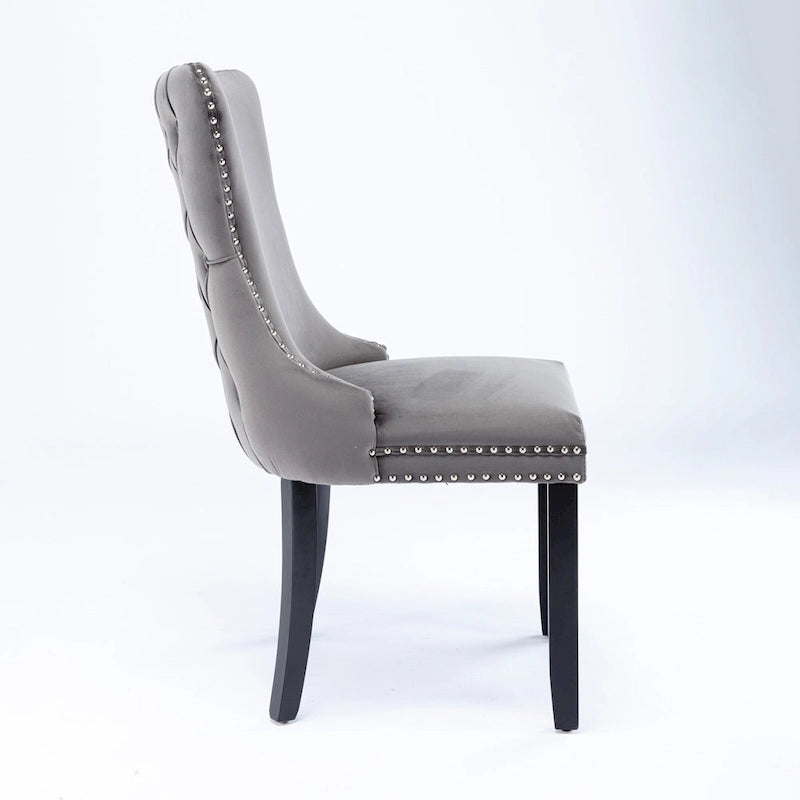 Chaise de cuisine moderne avec clous décoratifs, chaise d'appoint à cadre en bois, lot de 2