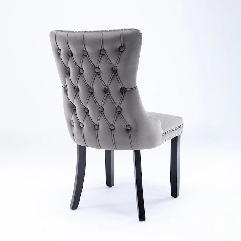 Chaise de cuisine moderne avec clous décoratifs, chaise d'appoint à cadre en bois, lot de 2