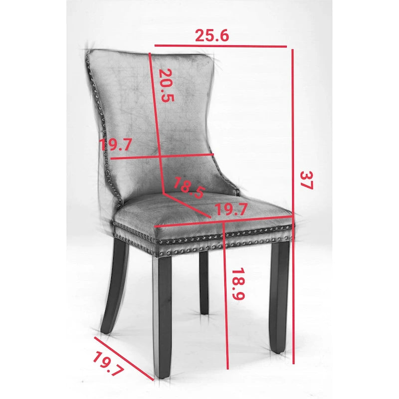 Chaise de cuisine moderne avec clous décoratifs, chaise d'appoint à cadre en bois, lot de 2