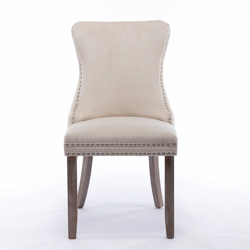 Chaise de cuisine moderne avec clous décoratifs, chaise d'appoint à cadre en bois, lot de 2