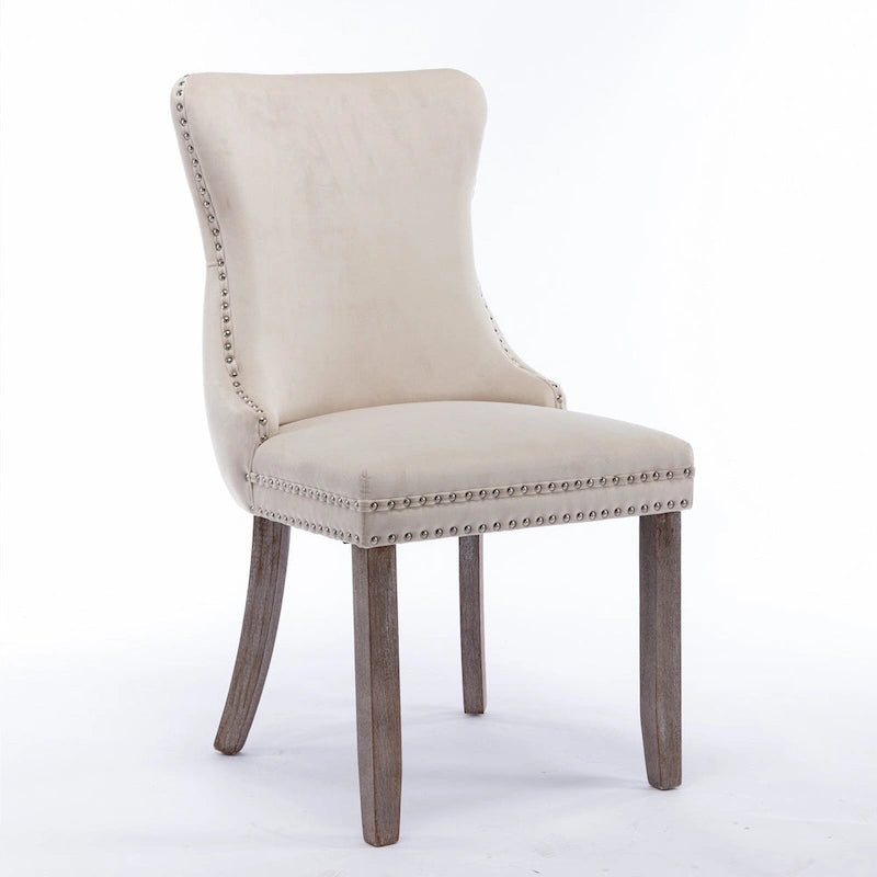 Chaise de cuisine moderne avec clous décoratifs, chaise d'appoint à cadre en bois, lot de 2