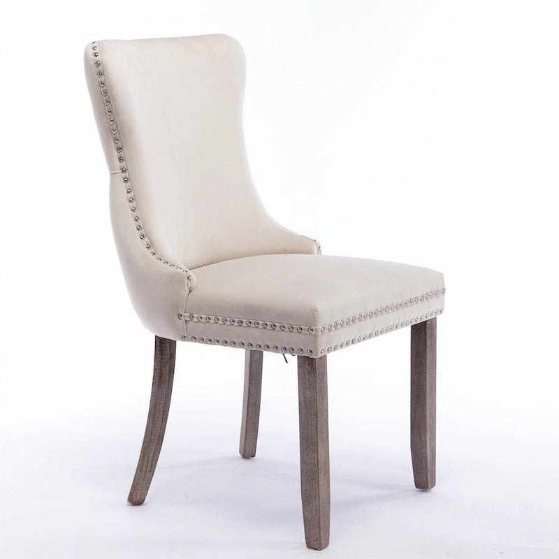 Chaise de cuisine moderne avec clous décoratifs, chaise d'appoint à cadre en bois, lot de 2