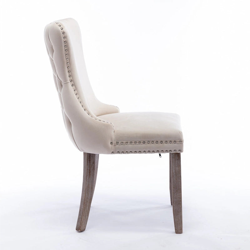 Chaise de cuisine moderne avec clous décoratifs, chaise d'appoint à cadre en bois, lot de 2